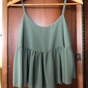 Olive Green Crop Tank Top